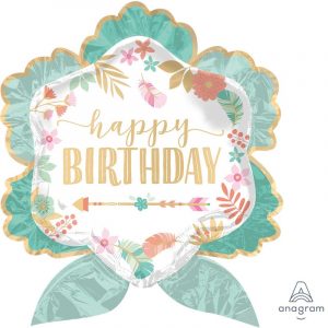 BIRTHDAY SATIN GOLD BURST 88cm FOIL BALLOON