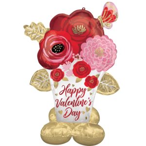 Happy Valentine's Day Satin Painted Flowers AirLoonz